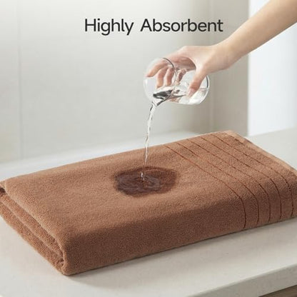 REDKISS Luxury Bath Towels Set of 4, 35x70 in, Highly Absorbent & Quick Dry, Super Soft Extra Large Premium Thick Cotton Brown Bath Sheets for Shower, Hotel, Bathroom, Spa