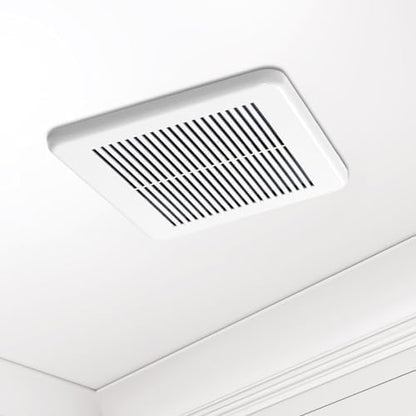 Homewerks 7114-02-HW DC Bathroom Fan 50-CFM 1.0 Sone White Ventilation Fan, Energy Star-Qualified with 3-inch Duct for 2x4 Construction