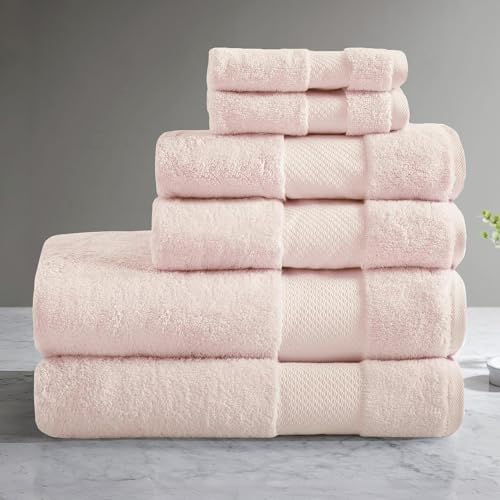 Madison Park 100% Turkish Cotton 600 GSM Bath Towel Set, 6 Piece, Blush