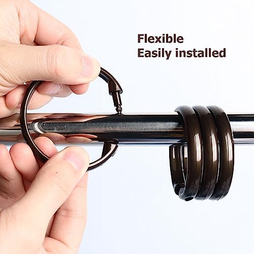 Bronze Shower Curtain Hooks Rings, 12 Pcs Circular Plastic Shower Curtain Rings for Bathroom, Plastic Shower Curtain Hooks for Shower Curtain Rod, Shower Hooks Rings for Shower Curtain