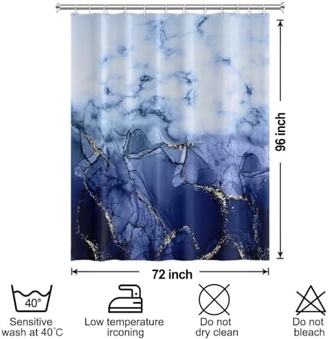 Navy Blue Extra Long Waterproof Shower Curtain 72x96 inches