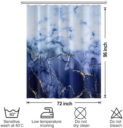 Navy Blue Extra Long Waterproof Shower Curtain 72x96 inches