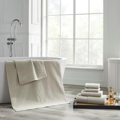 Modern Threads Waffle-Rib 6-Piece Towel Set – Premium Cotton Bath Towels, Ultra-Absorbent & Soft, Elegant Waffle Texture for Bathroom & Spa, Taupe