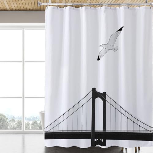LLSCL Fabric Shower Curtain Liner with Magnets, Waterproof Hotel Quality, 72 x 72 Machine Washable