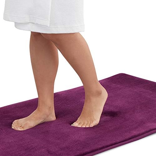 Memory Foam Bath Mat Non Slip Absorbent Super Cozy Velvet Bathroom Rug Carpet (22 inches X 36 inches, Eggplant)