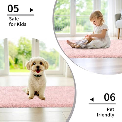 Disolla Pink Bathroom Rug 24x36 - Non-Slip Plush Thick Bath Mat, Highly Absorbent & Ultra Soft Fluffy Floor Mat, Machine Washable for Shower and Tub