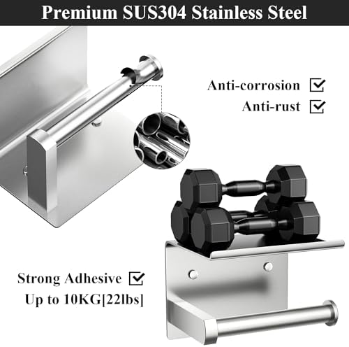 Toilet Paper Holder with Shelf Wall Mounted Toilet Paper Roll Dispenser