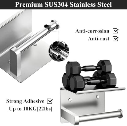 Toilet Paper Holder with Shelf Wall Mounted Toilet Paper Roll Dispenser