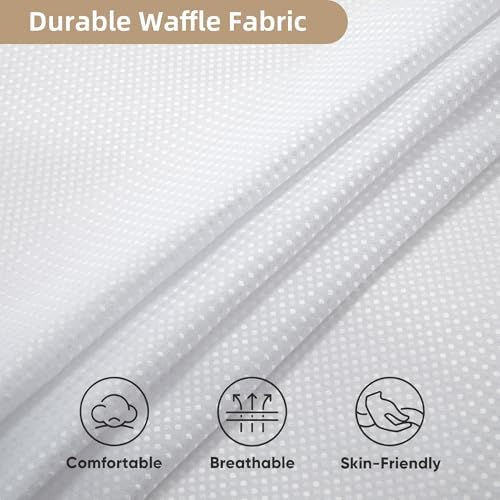 White Shower Curtain and Liner, 3 in 1 Waffle Shower Curtain Set with 12 Double Sided Shower Curtain Hooks, Fabric Shower Curtains for Bathroom 72 x 72