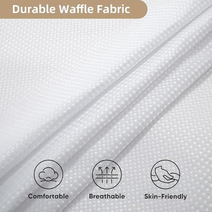 White Shower Curtain and Liner, 3 in 1 Waffle Shower Curtain Set with 12 Double Sided Shower Curtain Hooks, Fabric Shower Curtains for Bathroom 72 x 72