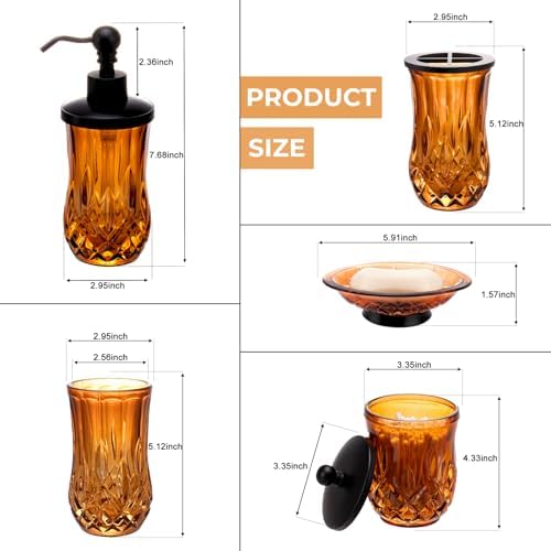 Amber Bathroom Accessories, Round Thick Glass & Zinc Alloy Pump