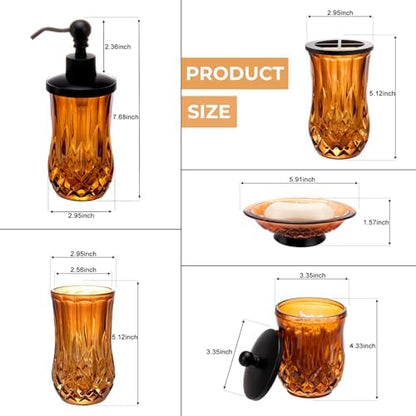 Amber Bathroom Accessories, Round Thick Glass & Zinc Alloy Pump