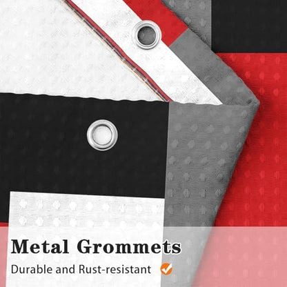 Shower Curtain Set, for Bathroom Decor 72" x 72", Geometric Red