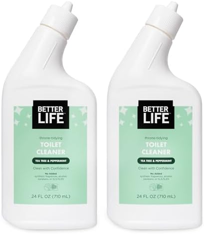 Better Life Toilet Bowl Cleaner, Plant-based, Stain & Odor Remover, Tea Tree & Peppermint Scent Cleaning Gel, Liquid Bathroom Cleaners for Household, 24 Oz, Pack of 2