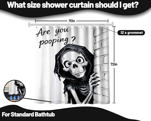 Funny Skull Shower Curtain are You Pooping, 70x72 Inchs