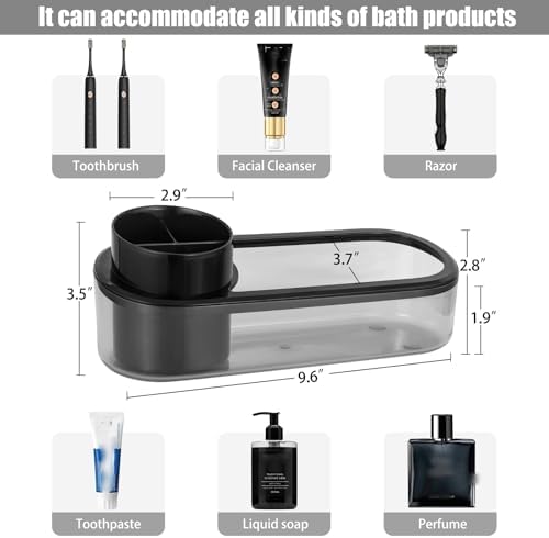 Ayswupt Black Toothbrush Holder for Bathroom,Detactable Bathroom Tray for Men,Electric Tooth Brushing Holder,Bathroom Countertop Organizer,Tooth Brush Toothpaste Caddy Storage,Vanity Sink Accessories