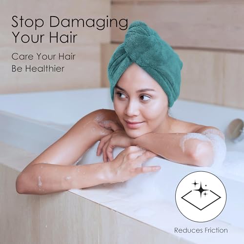 TENSTARS Hair Towel Wrap for All Hair Types, 5 Pack Microfiber Turban