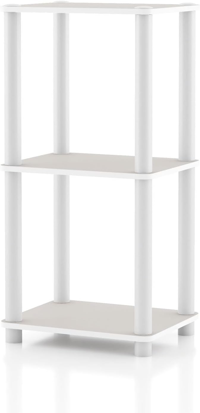Homes: Inside + Out Apexa Modern 3-Tier Narrow Shelving Units, Collectibles Display Shelves, Easy Assembly Standing Shelf, Home Storage Organizer for Living Room, Bedroom, Office, Taupe Grey
