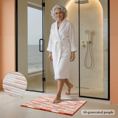 BSICPRO Bathroom Rugs Sets 2 Piece, Fall Bath Mat 20"x32"+16"x24", Orange