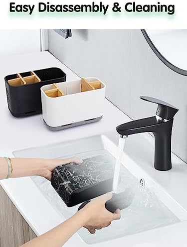 GFWARE Marble Toothbrush Holders with Drainage, Bathroom Organizer, Large