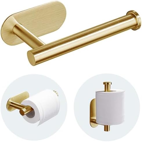 JOPOFI Toilet Paper Holder - Adhesive Toilet Paper Holder - Brushed Gold