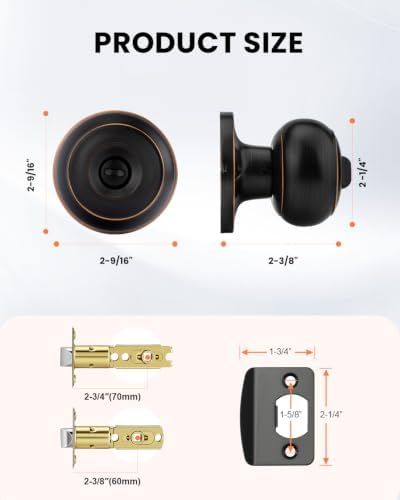 Haidms 8 Pack Oil Rubbed Bronze Door Knobs Interior, Bronze Privacy Interior Door Knobs for Bedroom or Bathroom Classic Round Doorknobs Hardware
