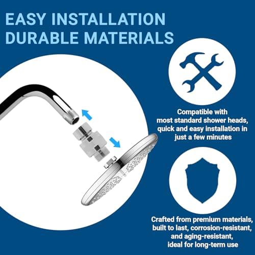 2 Pcs Shower Connector Ball Joint Shower Head Swivel Ball Adapter Brass Adjustable Shower Arm Extension Universal Component Polish Chrome