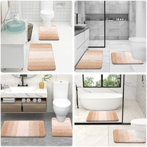 OLANLY Microfiber Bathroom Rugs Sets 3 Piece, 47"x20"+24"x16"+24"x20"