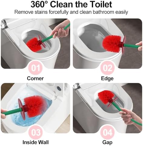 Cherry Toilet Brush, Cute Toilet Bowl Cleaners Brush and Holder Set, Unique Fruit Bathroom Decor Supplies and Fun Bathroom Accessories.