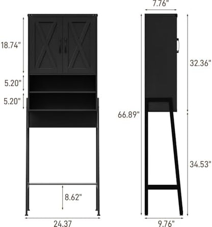 Vabches Metal Frame Over The Toilet Storage Cabinet, Black