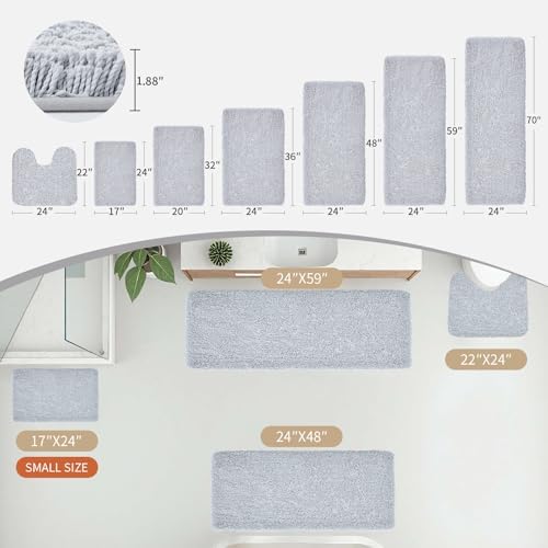 Disolla Toilet Mat 22x24 - Non Slip Fluffy U-Shaped Contour Rug, Ultra-Soft Plush Toilet Floor Mat, Absorbent & Machine Washable, Silver Grey