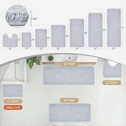 Disolla Bathroom Rug 24x36 - Non-Slip Plush Thick Bath Mat, Highly Absorbent & Ultra Soft Fluffy Floor Mat, Machine Washable for Shower and Tub, Silver Grey