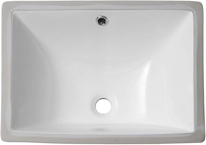 Sarlai Bathroom Sink Undermount - 18.5" Pure White Rectangle Undermount Sink Porcelain Ceramic Lavatory Vanity Bathroom Sink