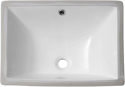 Sarlai Bathroom Sink Undermount - 18.5" Pure White Rectangle Undermount Sink Porcelain Ceramic Lavatory Vanity Bathroom Sink