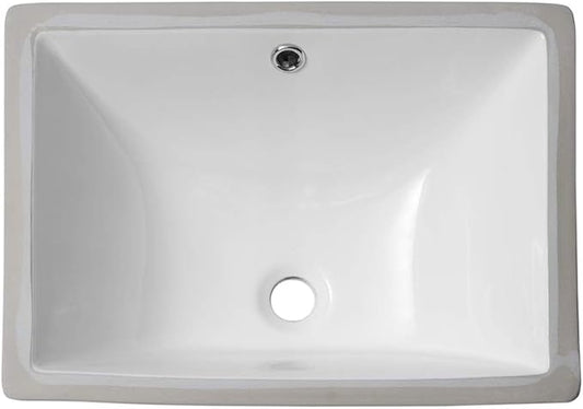 Sarlai Bathroom Sink Undermount - 18.5" Pure White Rectangle Undermount Sink Porcelain Ceramic Lavatory Vanity Bathroom Sink
