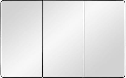 Bathroom Mirror Medicine Cabinet with Round Corner Framed Door 48 x 30 inch, Black，Recessed or Surface Mount, with Adjustable Glass Shelves