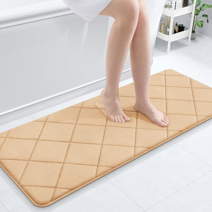 OLANLY Memory Foam Bath Mat 47x20, Ultra Soft and Absorbent Bathroom Rugs