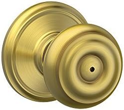 SCHLAGE F40 GEO 608 Georgian Knob Bed and Bath, Satin Brass