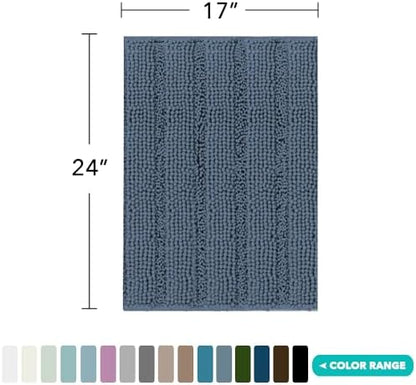 Turquoize Small Bathroom Rug 17x24, Soft Chenille Bath Rug, Blue Indigo