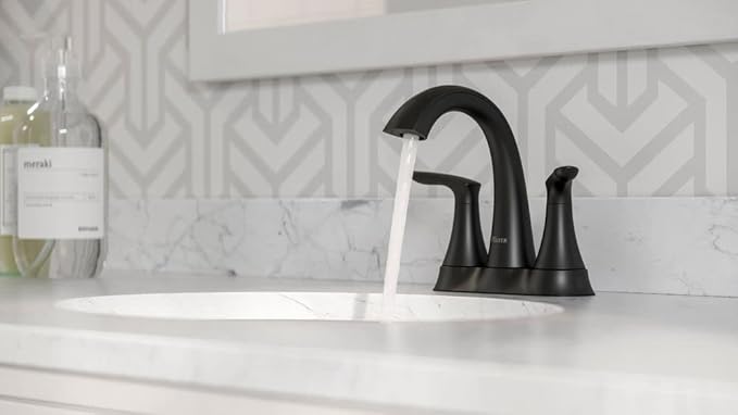 Pfister Weller Bathroom Sink Faucet, 4-Inch Centerset, 2-Handle, 3-Hole, Matte Black Finish, LG48WRPB
