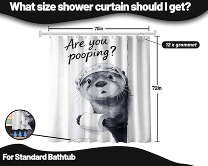 Funny Otter Shower Curtain Unique, 70x72 Inchs