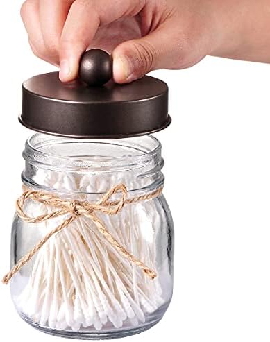Amolliar Mason Jar Bathroom Accessories Set, 4Pcs Glass Bathroom Set,Bronze