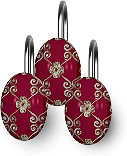 Zahari Home Elegant Rose Shower Hooks Set - Curtain Rings with Unique Design - 12 Resin Hooks for Customizing Your Shower Space