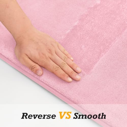 HUXMEYSON Bathroom Rugs Sets 2 Piece, Non-Slip & Quick Dry Bath Mat Set, Ultra Soft Velvet Bath Rugs for Bathroom, Toilet and Shower Floor, Rose Pink