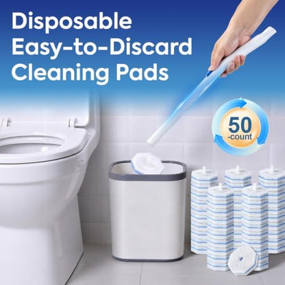 50 Pcs Disposable Toilet Cleaner Refill Pads, Universal Toilet Bowl Brush Replacement Heads, Durable Deep Cleaning Refills, Fresh Scent Bathroom Cleaning Supplies