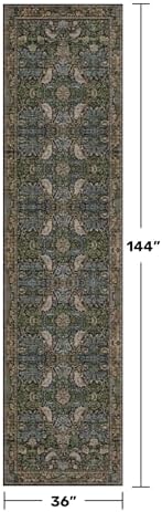 12ft Extra Long Vintage Runner Rugs for Hallways - 3x12 Wide Kitchen Runners, Entryway Rug, with Flowers and Leaves, Washable Non Slip Low Pile