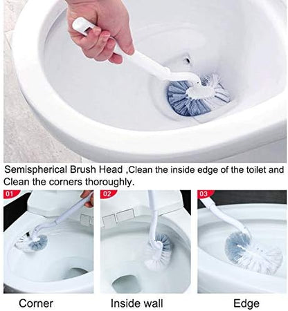 Marbarsse Bathroom Toilet Bowl Brush and Holder, Curved Design Toilet Brush for Deep Cleaning Under Rim, Best Toilet Brush Set, Easy Handy CompactToilet BowlCleaner Brush for Bathroom, 4 Pack
