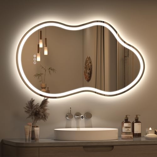 SMIROR 24x36 Irregular Led Lighted Bathroom Vanity Mirror