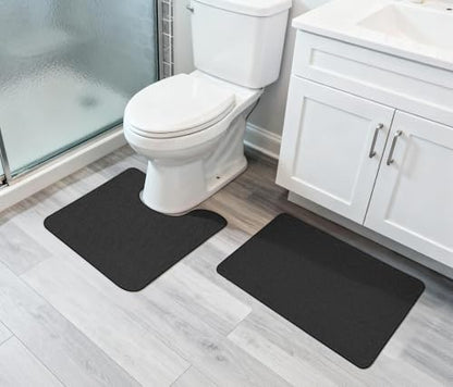 Bosap Bath Mat Set 2 Pieces,Ultra Thin Bathroom Rugs,Rubber Toilet Rugs
