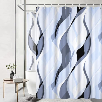 Sky Blue Striped Clawfoot Tub Shower Curtain 180x70 inch 30 Hooks